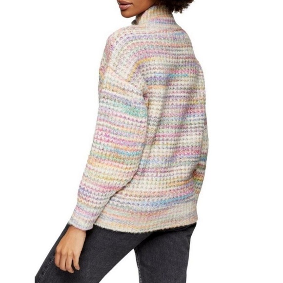 TOPSHOP Space Dye Chunky Turtleneck Multicolor Sweater - Picture 2 of 10